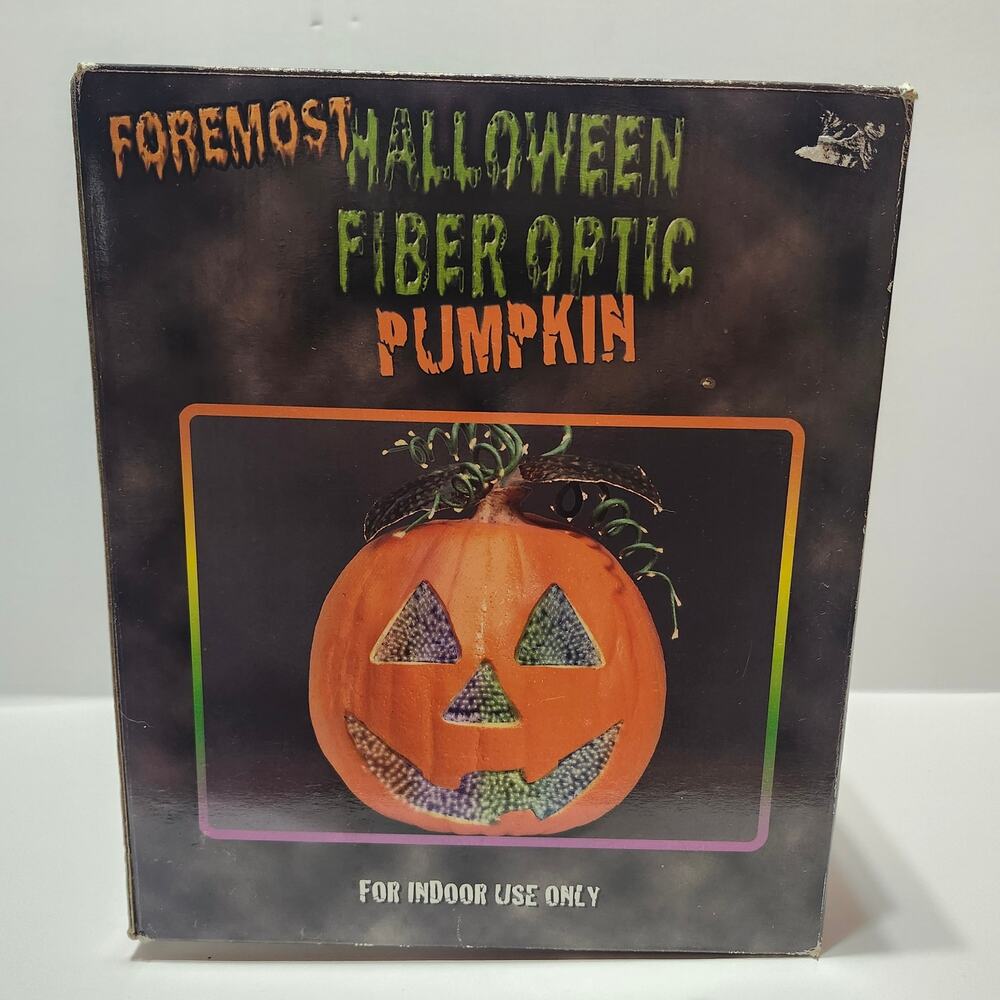 Vintage Foremost Halloween Fiber Optic Pumpkin Jack O Lantern Kmart w/ Box Works